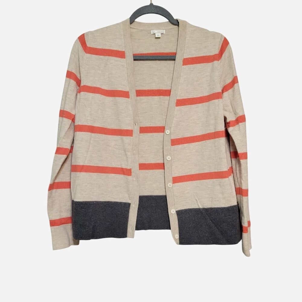 Gap Striped Colorblock Knit Cardigan Wool Blend